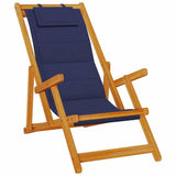 Folding Beach Chair with Armrests Blue Acacia Wood & Textilene 4108069