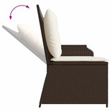 Garden Bench with Cushion Black and Cream White Poly Rattan 3394441