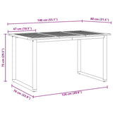 Garden Dining Table Grey 140 x 80 x 75 cm 4010594