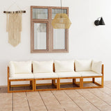 Garden Sofa Cream Solid Acacia wood, Polyester 4-seater Modular 3098672