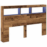 Headboard Cabinet with LED Old Wood 160x17x102 cm 863131
