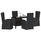 Garden Dining Set with Cushion 5 pcs Black Poly Rattan 3379529