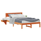 Bed Frame with Headboard Wax Brown 140 x 190 cm Solid Pine Wood 873453