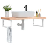 Basin Shelf Wall Mounted Steel and Solid Wood Beech 3302436