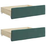 ZNTS Bed Drawers 2 pcs Dark Green Engineered Wood and Velvet 833918