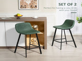 Bar Stools Set of 2, PU Leather Dining Stools with Backrest, Footrest, for Kitchen, Counter, T3398P423528