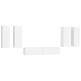 6 Piece TV Cabinet Set White Engineered Wood 3114342