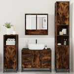 ZNTS 4 Piece Bathroom Furniture Set Smoked Oak Engineered Wood 3301232