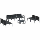 Garden Sofa Set with Cushion 8 pcs Black Steel 3378982