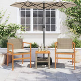 Garden Chairs with Cushions 2 pcs Beige Poly Rattan&Solid Wood 368713