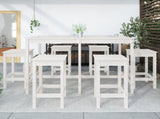 7 Piece Garden Bar Set White Solid Wood Pine 3154756