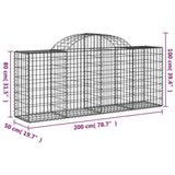 Arched Gabion Baskets 2 pcs 200x50x80/100 cm Galvanised Iron 3146299