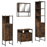 4 Piece Bathroom Furniture Set Smoked Oak Engineered Wood 3214707