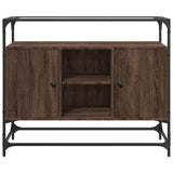 Sideboard with Glass Top Brown Oak 98x35x81 cm Engineered Wood 846073