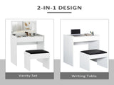 Dressing Table with Mirror and Stool, Vanity Makeup Table with Flip Up Mirror, Vanity Desk with T3398P329584
