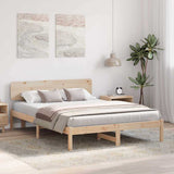 Bed Frame with Headboard Natural 200 x 200 cm Solid Pine Wood 872092