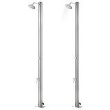 Garden Shower with Brown Base 220 cm Stainless Steel 3070778
