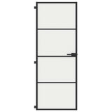 Interior Door Slim Black 76x201.5 cm Tempered Glass and Aluminium 155117