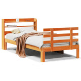Bed Frame with Headboard without Mattress Wax Brown 100x200 cm 3306869