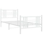 Metal Bed Frame without Mattress with Footboard White 100x190cm 376385