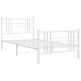 Metal Bed Frame without Mattress with Footboard White 100x190cm 376385