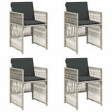Garden Chairs with Cushions 4 pcs Light Grey Poly Rattan 364971