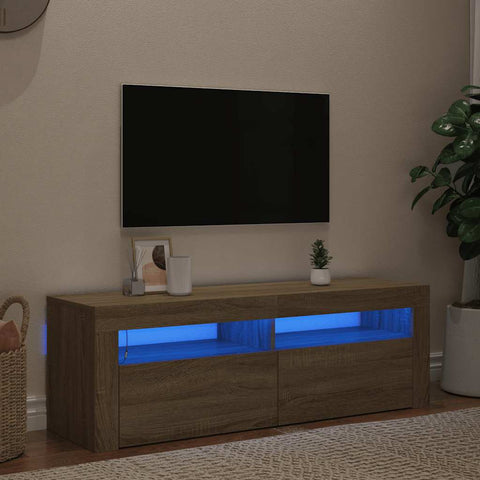 TV Cabinet with LED Lights Sonoma Oak 120x35x40 cm 804313