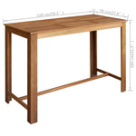 ZNTS Bar Table Solid Acacia Wood 150x70x105 cm 246665