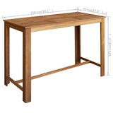 ZNTS Bar Table Solid Acacia Wood 150x70x105 cm 246665