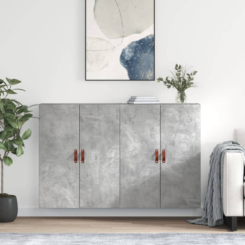 Wall Mounted Cabinets 2 pcs Concrete Grey 69.5x34x90 cm 3195599