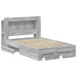Bed Frame with Storage Grey Sonoma 120 x 190 cm Engineered Wood 3433841