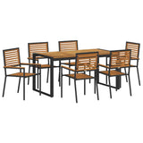 Garden Dining Set 7 pcs Black and Brown Poly Rattan 3365478