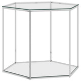 ZNTS Coffee Table Silver 60x53x50 cm Stainless Steel and Glass 289039