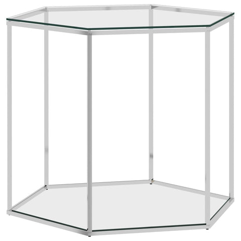 ZNTS Coffee Table Silver 60x53x50 cm Stainless Steel and Glass 289039