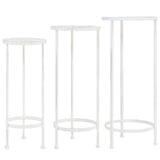 Plant Stand Set 3 Pieces Vintage Style Metal Antique White 245937