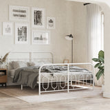 Metal Bed Frame without Mattress with Footboard White 150x200cm 377186