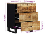 Sideboard with 3 Drawers 40x33.5x75 cm Solid Wood Mango 352905