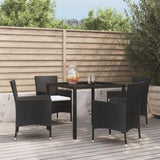 ZNTS 5 Piece Garden Dining Set with Cushions Black Poly Rattan 3187451