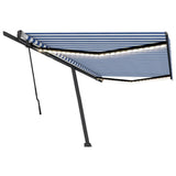Manual Retractable Awning with LED 500x300 cm Blue and White 3069781