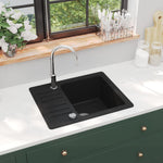 ZNTS Granite Kitchen Sink Single Basin Black 142952