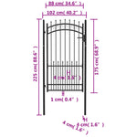 ZNTS Fence Gate with Spikes Steel 100x175 cm Black 146391