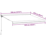 Retractable Awning Anthracite and White 3.5x2.5 m Fabric&Aluminium 3216129