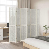 Room Divider 6 Panels White Solid Wood Paulownia 358683