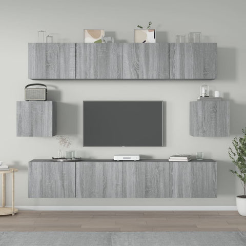 ZNTS 6 Piece TV Cabinet Set Grey Sonoma Engineered Wood 3114364