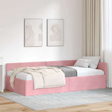 Corner Bed Frame with Headboard Pink 100 cm x 200 cm Velvet 42016094