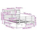 Bookcase Bed without Mattress White 140x190 cm Solid Wood Pine 3322789