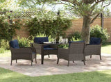 Garden Dining Set with Cushion 5 pcs Grey Poly Rattan 3380192