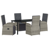 Garden Dining Set with Cushion 5 pcs Grey Poly Rattan 3379502