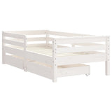 Kids Bed Frame with Drawers White 70x140 cm Solid Wood Pine 834442