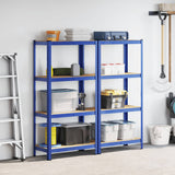 4-Layer Storage Shelves 2 pcs Blue Steel&Engineered Wood 4016935